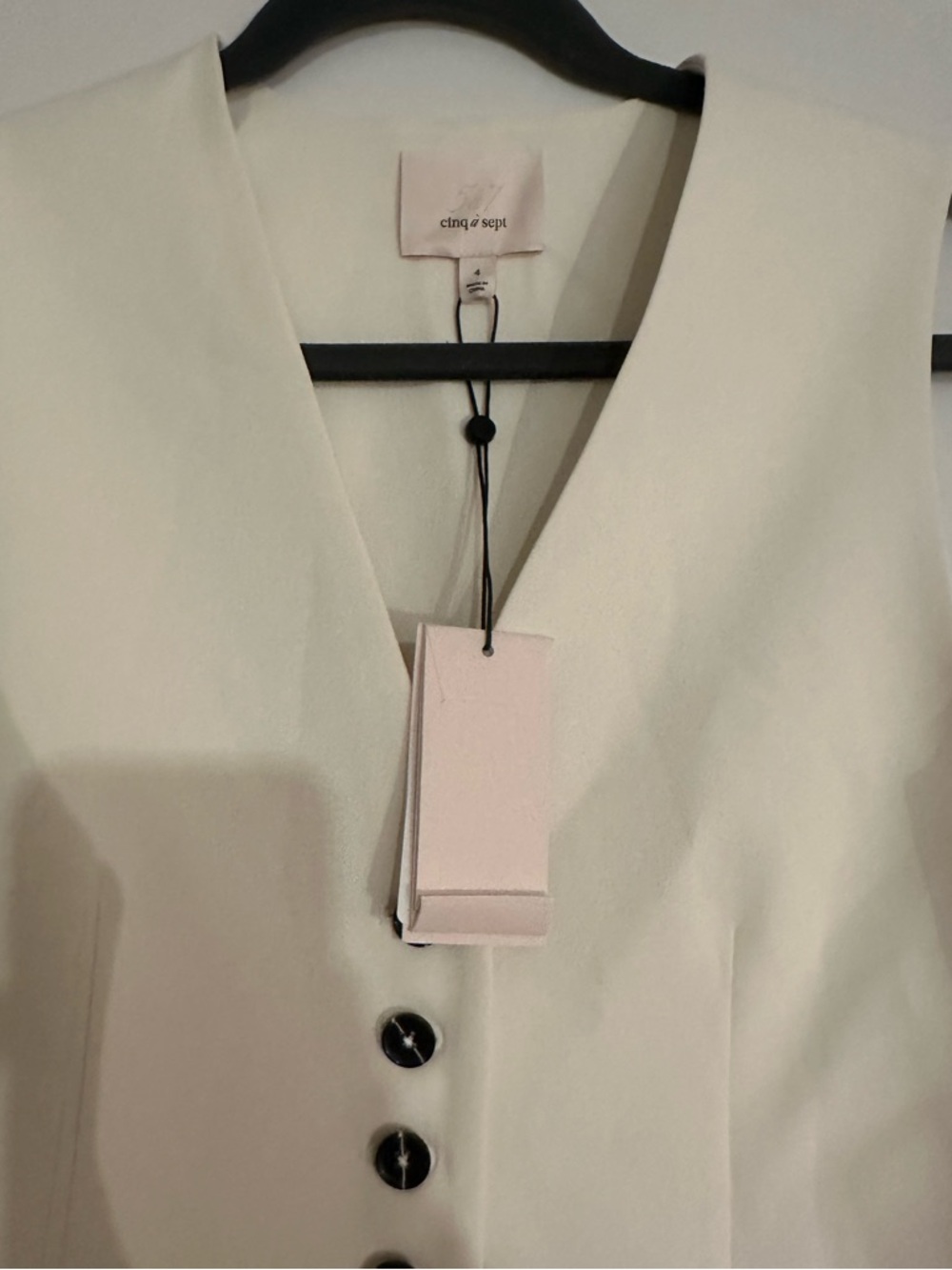 Cinq a Sept (Neiman Marcus brand) Cream Sleeveless Button-Front Vest - Picture 3 of 5